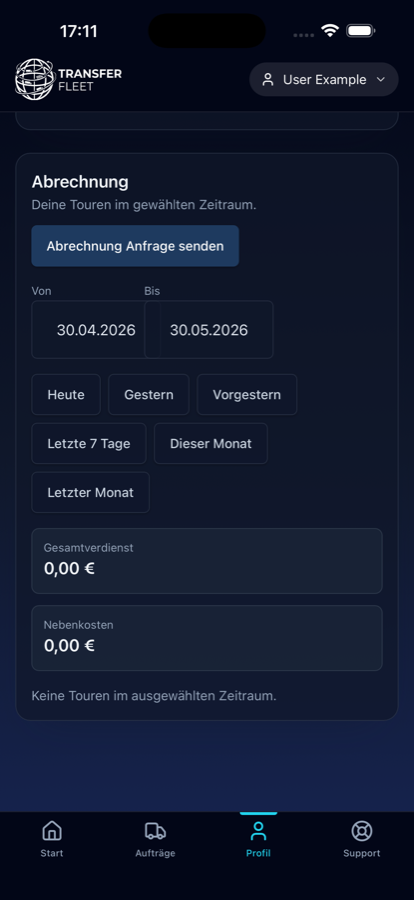 Fahrer-App Auftrags-Liste